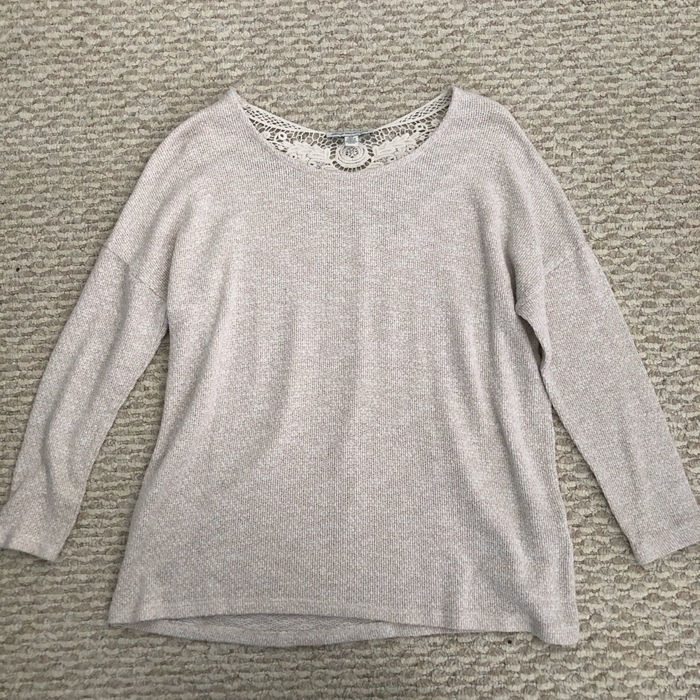 Knit Crochet Back Sweater Top